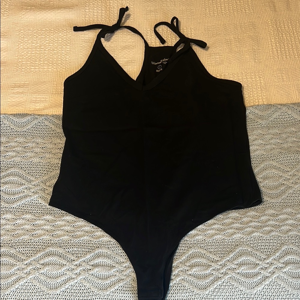 Black Bodysuit with Tie Straps